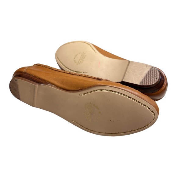 Sz 6B Brown Leather Weaved Pinwheels Flats Loafers - Picture 7 of 7